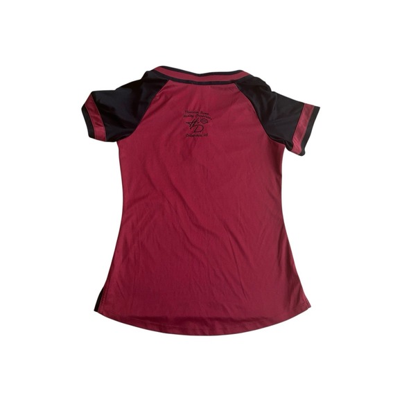 Harley Davidson T-Shirt Women's Medium Ringer Tee Columbia SC Red Henley - Picture 6 of 9